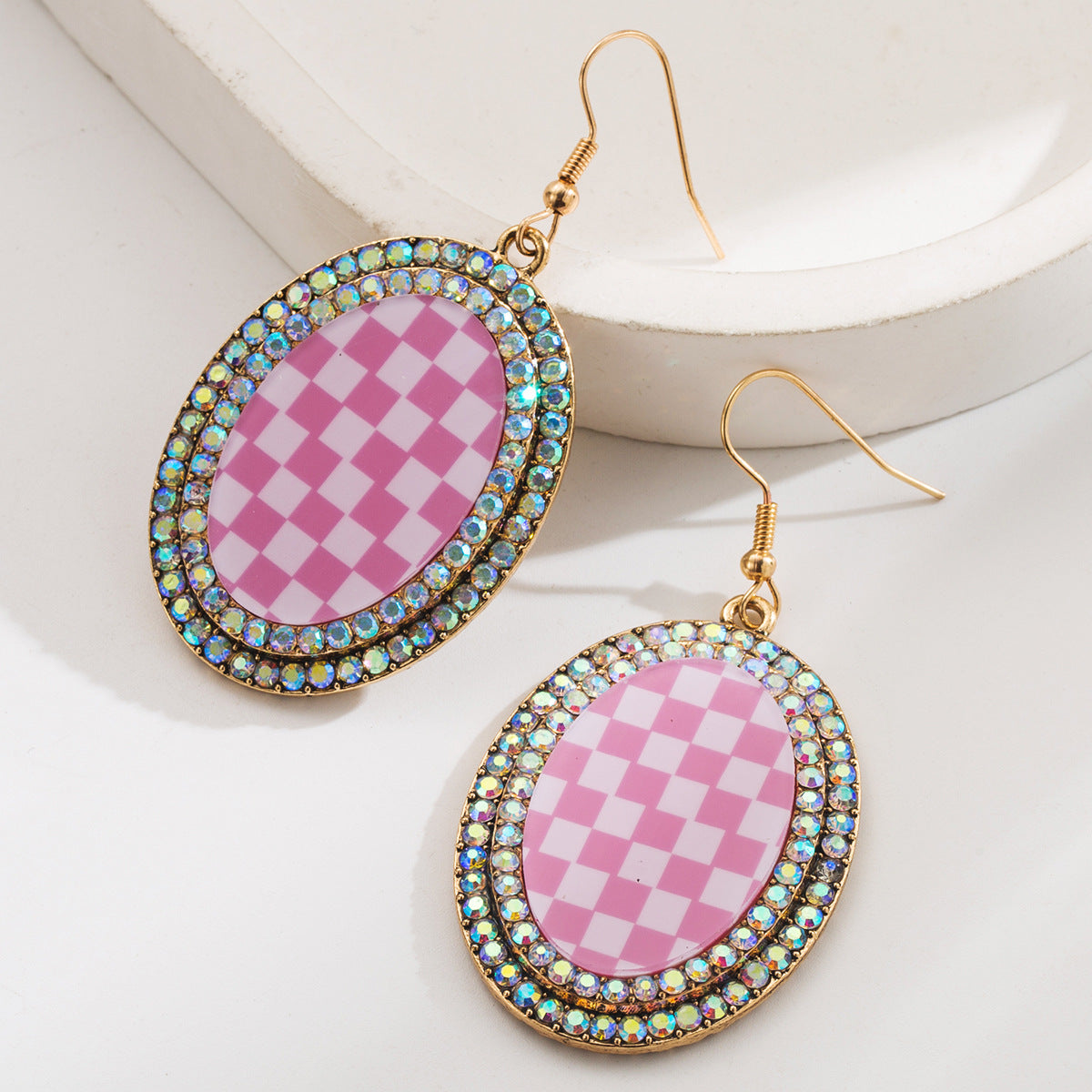 Wholesale Diamond Teardrop Pendant Inlaid Turquoise Vintage Earrings